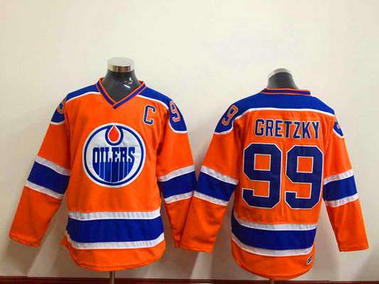 Youth Edmonton Oilers #99 Wayne Gretzky 2015 Orange CCM Vintage Throwback Jersey