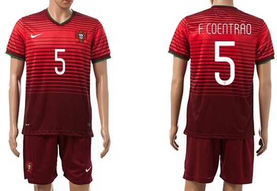 2014 World Cup Portugal #5 F.Coentrao Home Soccer Shirt Kit