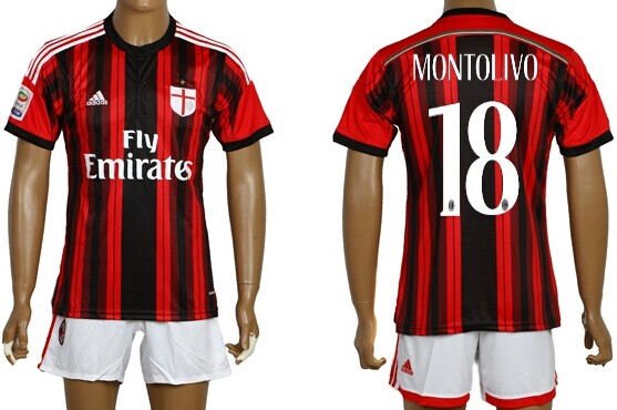 2014/15 AC Milan #18 Montolivo Home Soccer Shirt Kit